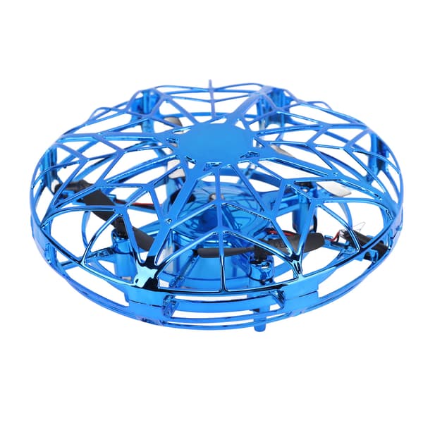 Mini UFO-drone med bevægelsessensor og LED-lys, flyvende legetøj til børn, blå og guld