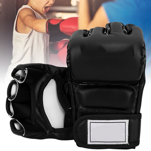 Boksehandsker uden fingre til mænd til kickboxing, Sanda og Muay Thai træning - Sort
