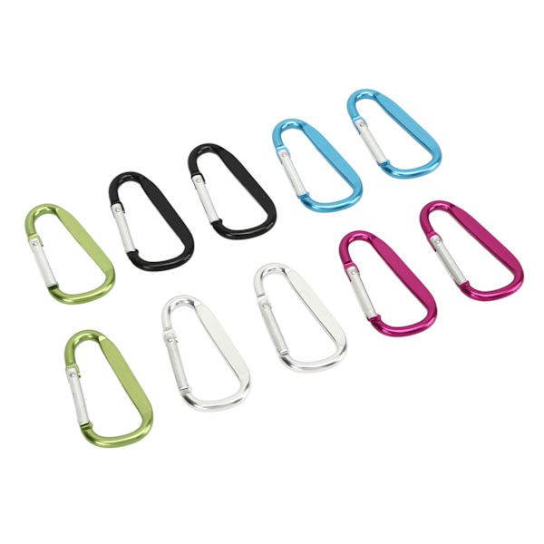 10 st mini karbinhakar i aluminium D-ring form nyckelring spänne krok för camping