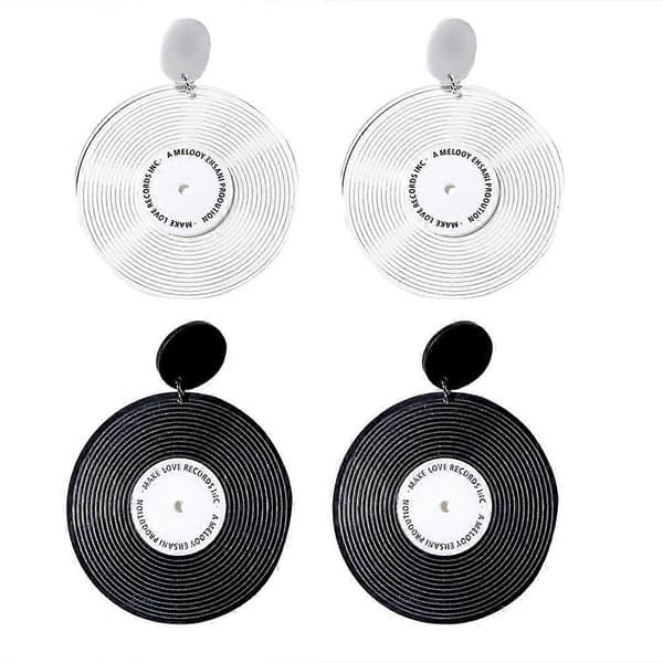 4-delt vinylplade øreringesæt, runde stud øreringe, elegante og charmerende øreringe, en perfekt gave til kvinder og piger.