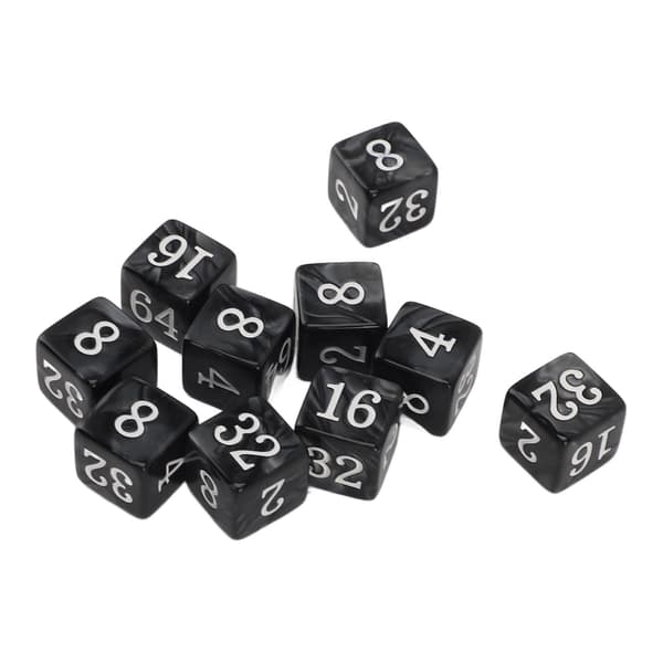 30 6-sidige numeriske terninger, multipler av 2, lett, bærbar plast, for undervisning, brettspill, svart