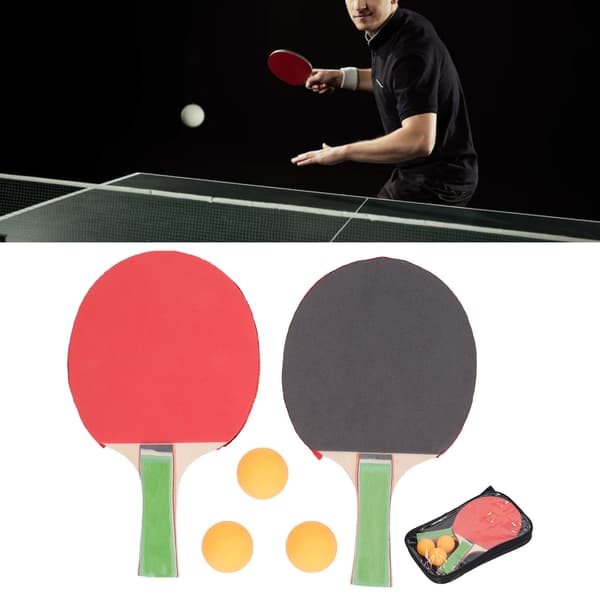 2-delt bordtennisbat sæt med bolde og opbevaringstaske