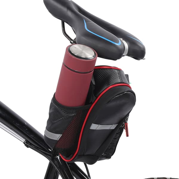 Cykelväska med stor kapacitet och två vattenflaskor, vattentät med reflexband