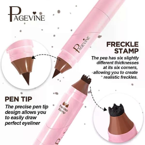 Dobbelt-endet Winged Eyeliner Stamp Pen, Roterende Design, Hurtigtørrende & Smudsfri, Langtidsholdbar Brun