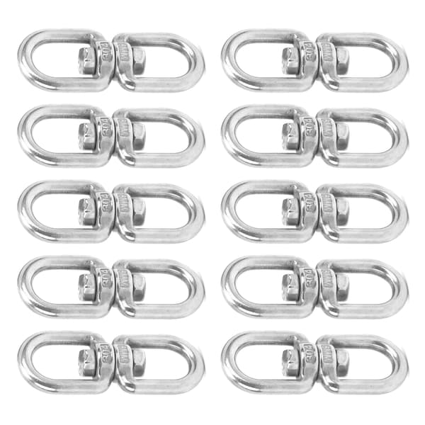 10 stk. M6 svingbare vegglamper i rustfritt stål, 8-formet ring, dobbeltende kobling