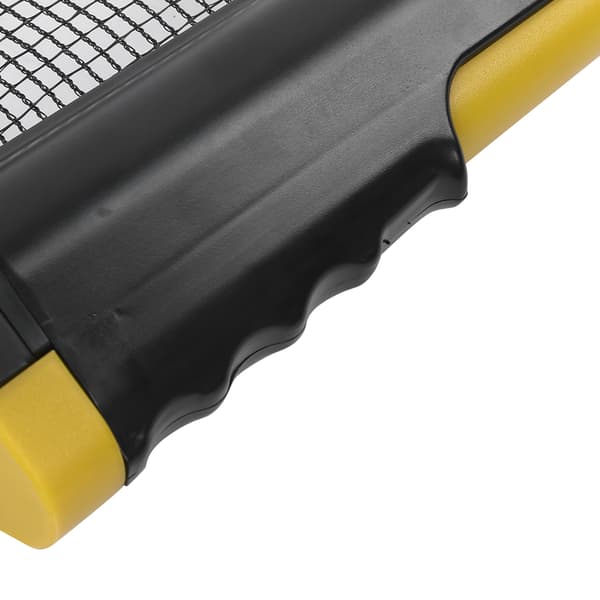 Bärbart justerbart teleskopiskt infällbart bordtennisnät med plaststöd, polyester-bomull, korrugerat, svart-gult