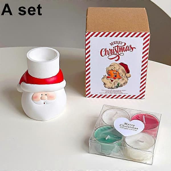 5 stk. julefest julestake julenisse gips lysestake duftlys