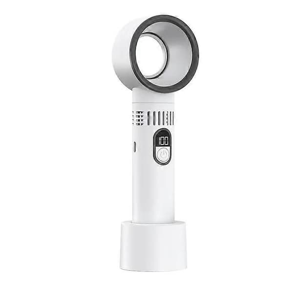 Bladeless fläkt, uppladdningsbar bärbar fläkt med hög effekt och smart digital display (vit)