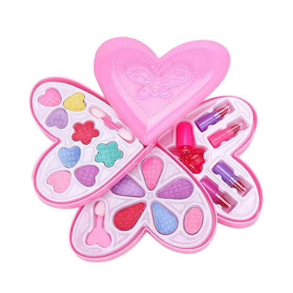 Børns hjerteformede legetøjs-makeup sæt, 4,7×4,5×2 tommer, 1 stk.