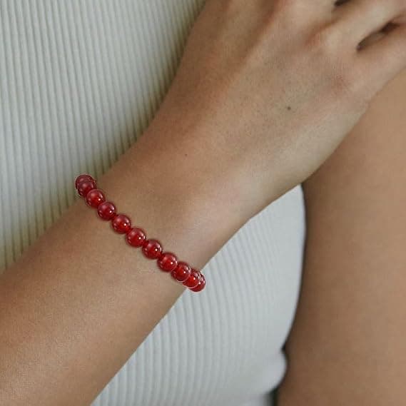 Naturstein Helbredende Krystallarmbånd Gaver til Kvinner Damer 8mm Elastisk Edelsten Perlearmbånd.