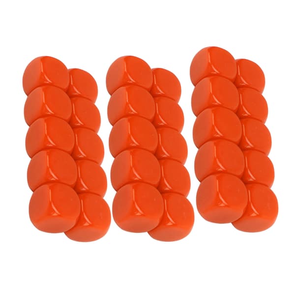Sæt med 30 blanke runde 6-sidede terninger i plastik 16MM til spil, fester, gør-det-selv, matematikundervisning, orange
