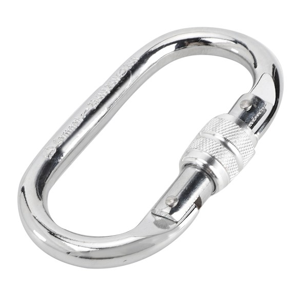 O-formad säkerhetskarbinhake för utomhusklättring och räddningsutrustning, silver, 25KN.