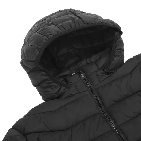 USB-opvarmet jakke med hætte, 3 temperaturkontrolniveauer, unisex vinter, sort, 4XL