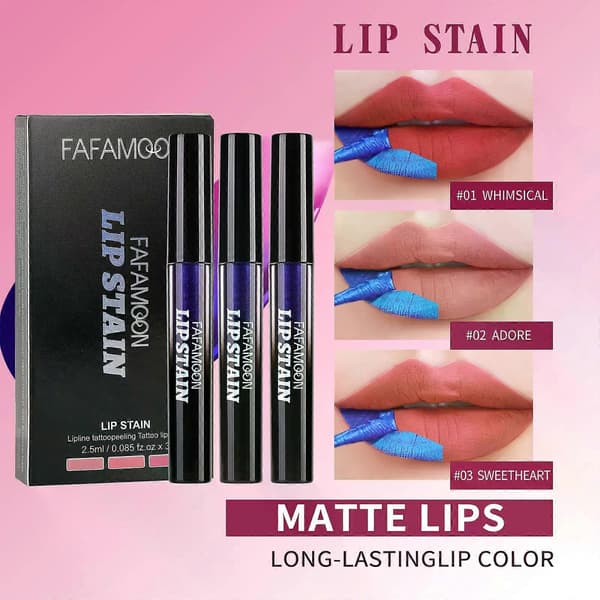 Avtrekkbar lipgloss, sett med 3 vanntette lipglosser