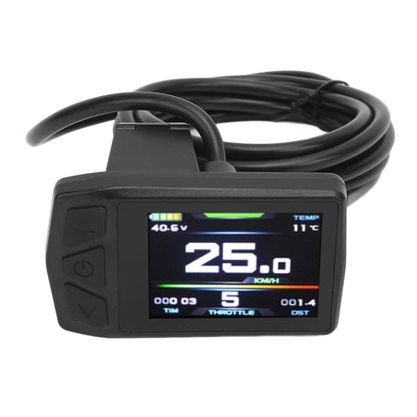LCD-display för elscooter med bakgrundsbelysning och 24-48V USB-port. Slitstark ABS-panel.