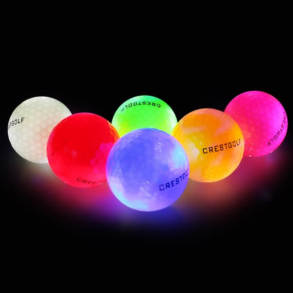 6 selvlysende LED-golfballer med blinkende lys for golf om dagen og natten