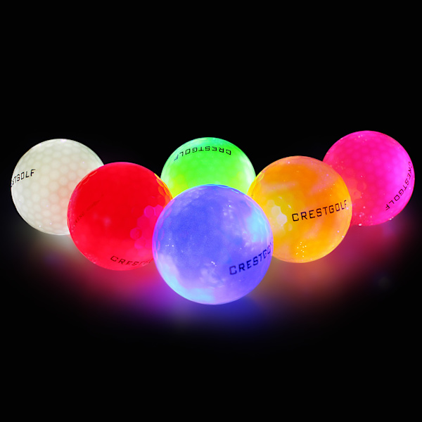 6 selvlysende LED-golfbolde med blinkende lys til golf om dagen og natten