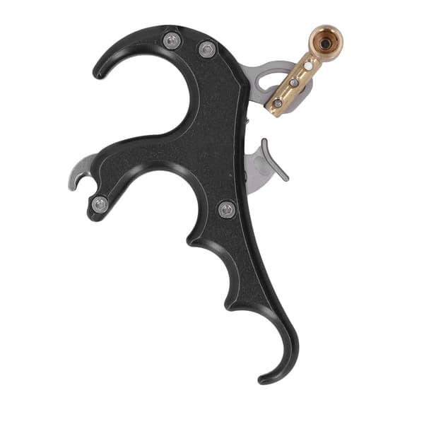 Compoundbueudløser, 4 fingre, justerbar tommelfingerudløser, sort aluminiumslegering