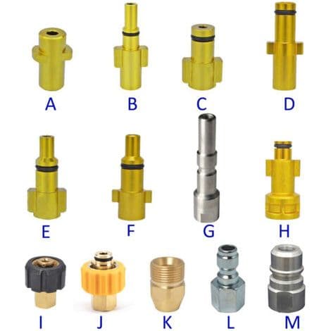 Dedikeret højtryksrenseradapter. Kompatibel med Kärcher, Parkside, Nilfisk, Bosch, Black & Decker, Lavor, Alto, quick-lock tilbehør - D