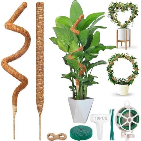 Set med 2 växtstöd, 160 cm, kokosfiber växtpinne, 7 mm bred, Monstera mossrör, Monstera mossstöd för inomhusträdgård