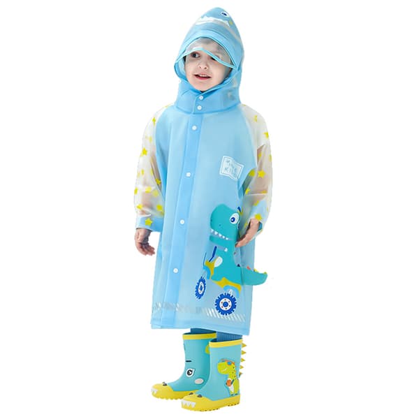 Vanntett blå dinosaur barnedress med refleksstripe for barnehagebarn