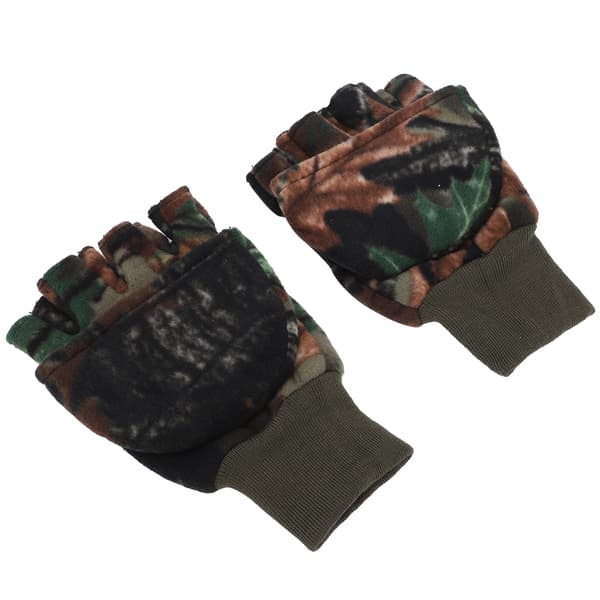 Tykk, holdbar, beskyttende vinterfiskehandske med eksponerede/foldede fingre.