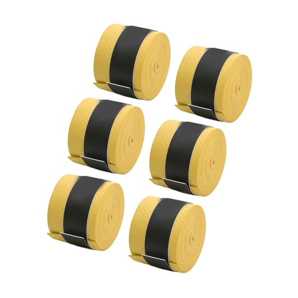 6 stk. skridsikker PU-griptape, svedabsorberende, til tennis- og badmintonketchere, gul