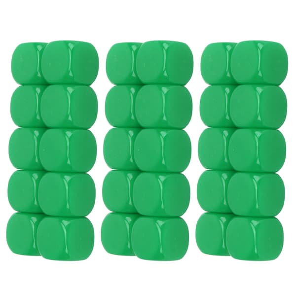 30 st tomma plasttärningar 16 mm 6 rundade sidor för gör-det-själv-spel matematikundervisning grön