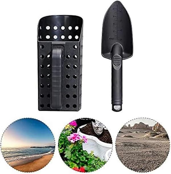 Skattspade och sandspade-set, hållbart och lätt, lämpligt för metalldetektering på stranden.