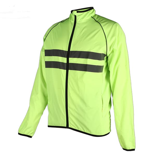 Andningsbar reflekterande cykeljacka med fickor, långa ärmar, polyester för utomhusbruk