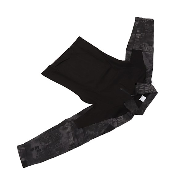 Unisex Långärmad Stridsskjorta med Dragkedja, Armbågsskydd och Axelväskor, XL Pythonmönster, Svart