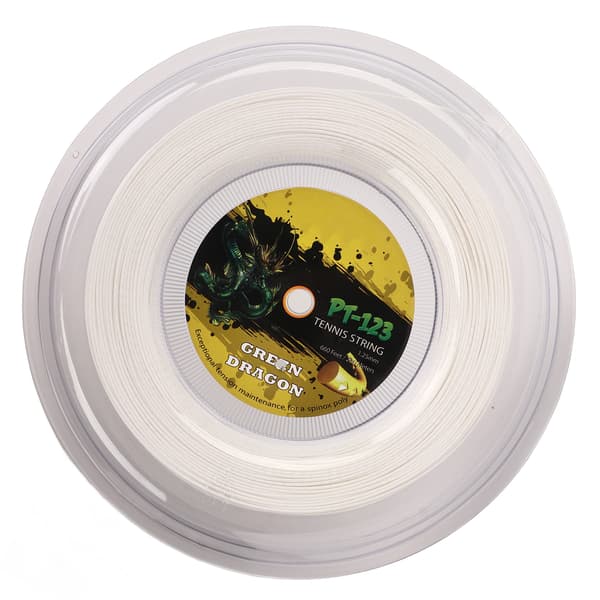 Vit polyester tennissträng 1,25 mm 200 m med dubbelsöm, slagtålig