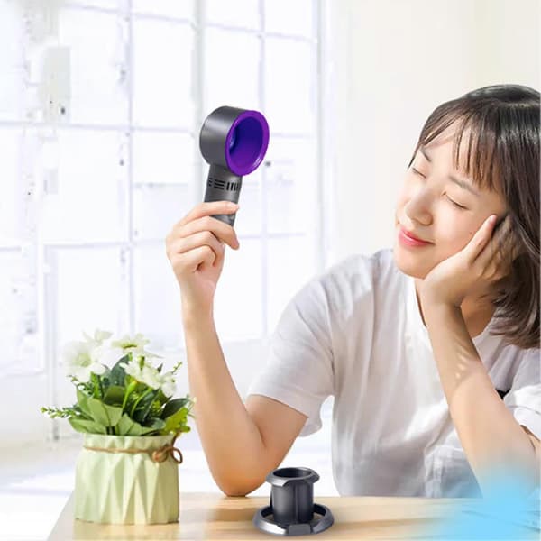 Bærbar bladløs elektrisk ventilator, mini bærbar udendørs ventilator (hvid)