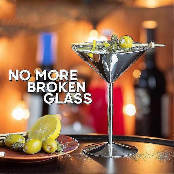 Martini-glas sæt i rustfrit stål, 8 ounce metal cocktailglas, ubrydelige og holdbare.