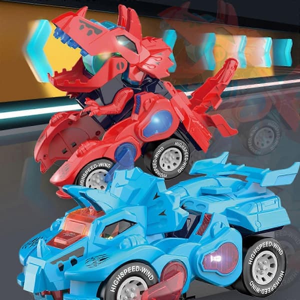Transformerande dinosaurie-bil leksaker för barn, monstertruck, tröghetsdriven fordonsfigur, robot ... blue charging versio
