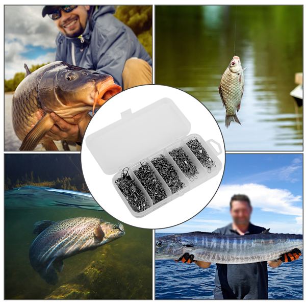 Fiskeforbindelse med solid kulstofstålring, drejeligt kugleleje og dobbeltlåsende spænde.
