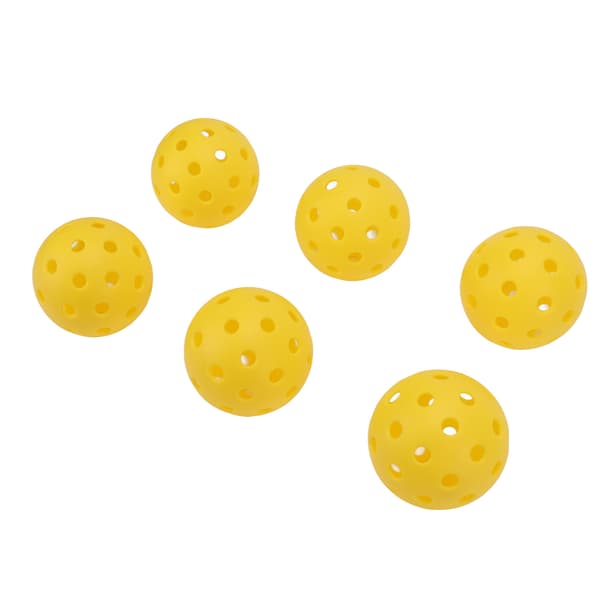 6-delat set med gula pickleballbollar i plast med hål för utomhusträning, standard