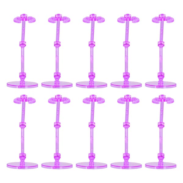 10 STK Actionfigurstativ, Gennemsigtig Plastik Displaybase til 6-tommer Actionfigurer, Lilla