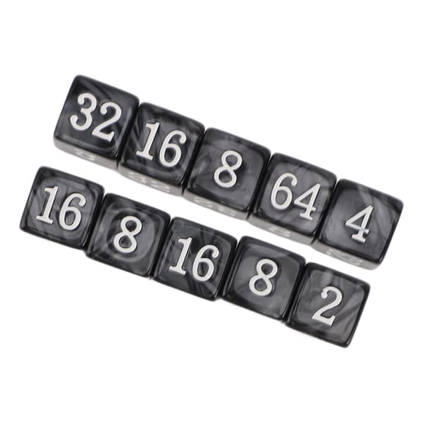 30 6-sidige numeriske terninger, multipler av 2, lett, bærbar plast, for undervisning, brettspill, svart