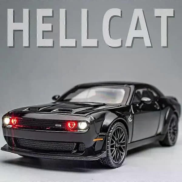 1:32 Challenger Hellcat STR Red-Eye Lekebil, Støpt Modellbil, Trekk-tilbake Modellbil med Lyd- og Lyseffekter