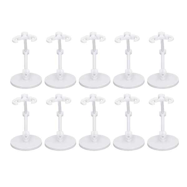 10 sett med stativer for 6-tommers actionfigur-minidisplayer, hvit plast