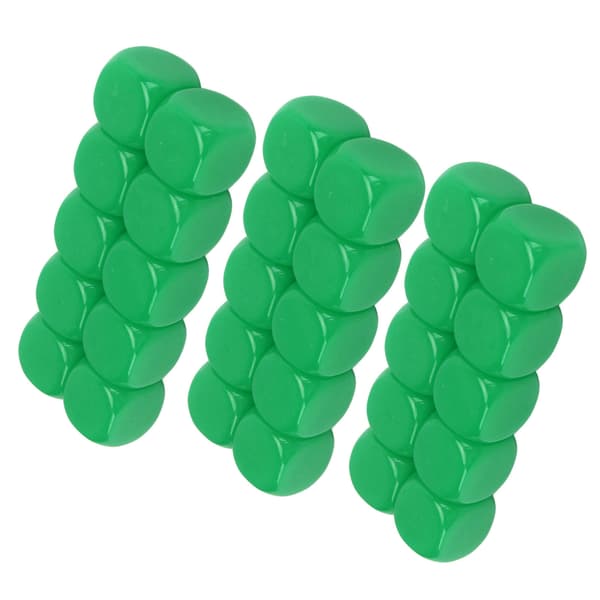 30 st tomma plasttärningar 16 mm 6 rundade sidor för gör-det-själv-spel matematikundervisning grön