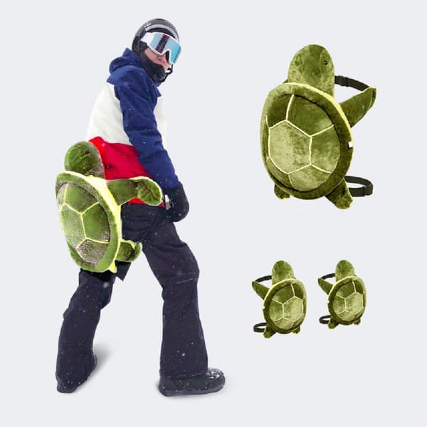 Skildpaddeformet hofte- og knæpudesæt til voksne og børn til skiløb og skøjteløb.
