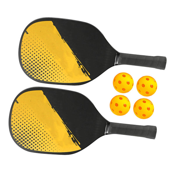 2-Pickleball Paddle Sæt med Bolde og Opbevaringstaske - Gul