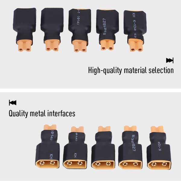 5 stk/sæt RC Drone Stik Adapter Batteri Konverteringsstik (XT30 Hun til XT60 Han)