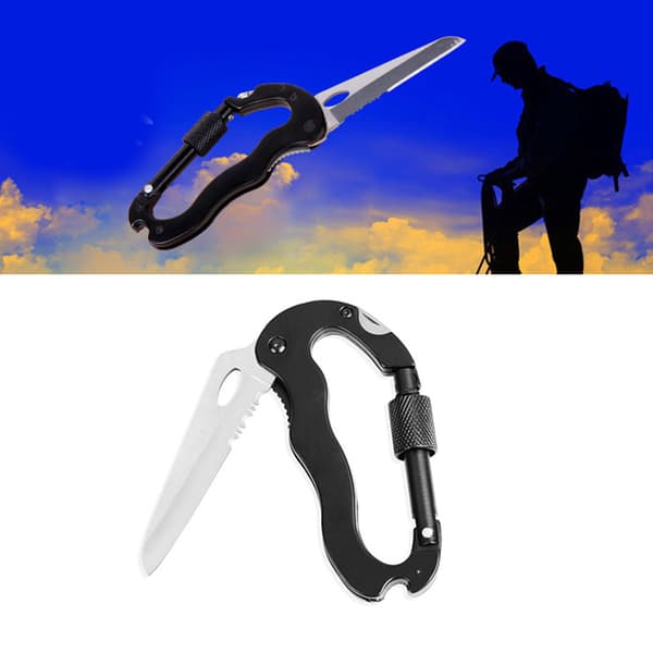 Multifunktionel riffel med kniv, skruetrækker og flaskeåbner til camping og vandreture