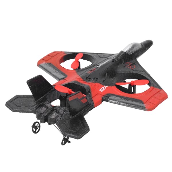 RC Fjärrkontroll Drönarflygplan med Färgglada LED-lampor och Extra Propellrar för Barnpresent, Röd, Dubbla Batterier