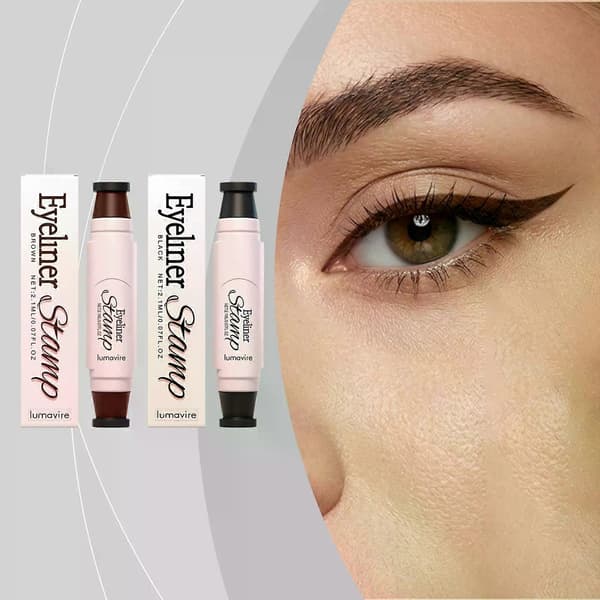 Eyeliner Stamp Winged Eyeliner Værktøj til Begyndere Dobbeltendet, Smudsafvisende Stempel (sort & brun)