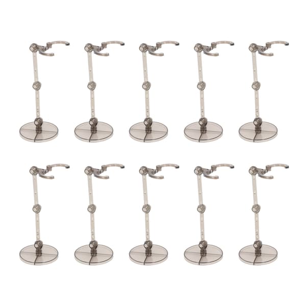 10 stativer til 6-tommer actionfigurer, gennemsigtige sorte plastdisplays