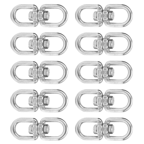 10 stk. M6 svingbare vegglamper i rustfritt stål, 8-formet ring, dobbeltende kobling